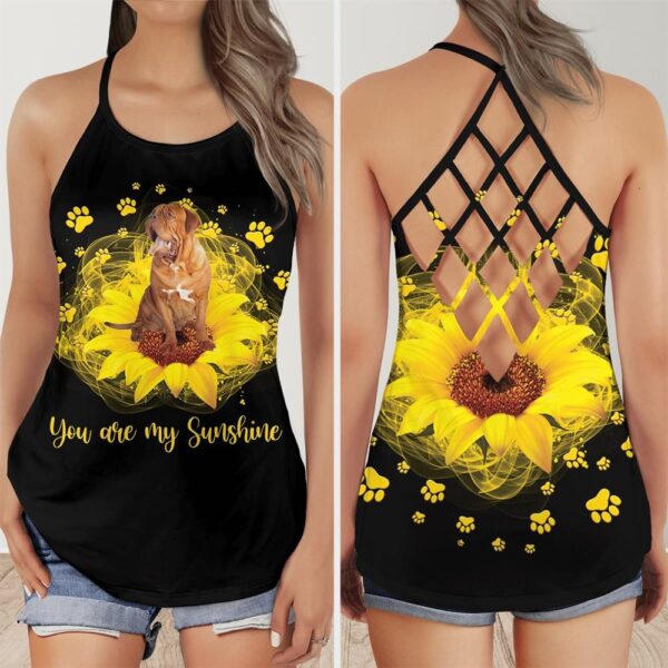 Dogue De Bordeaux Dog Lovers Sunshine Criss Cross Tank Top – Women Hollow Camisole – Mother’s Day Gift – Best Gift For Dog Mom