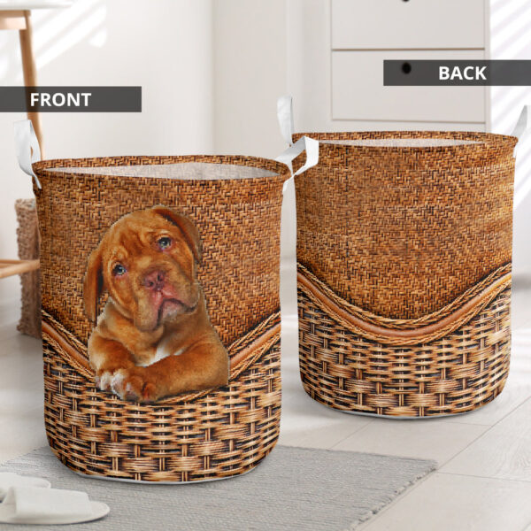 Dogue De Bordeaux Rattan Texture Laundry Basket – Dog Laundry Basket – Christmas Gift For Her – Home Decor