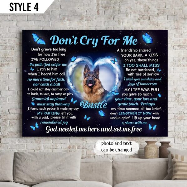 Don’t Cry For Me Dog Horizontal Canvas Poster – Poster To Print – Dog Memorial Gifts for Dog Mom