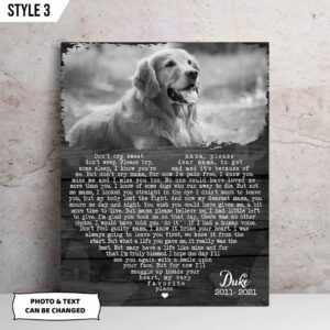 Don t Cry Sweet Mama Dog Poem Matte Canvas Poster Canvas Painting Dog Memorial Gift For Dog Mom 1