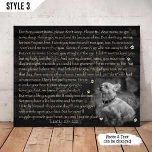 Don t Cry Sweet Mama Dog Poem Printable Horizontal Canvas Wall Art Canvas Dog Lovers Gifts for Him or Her 1