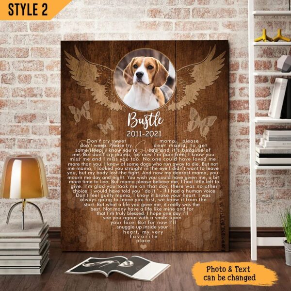 Personalized Poster & Canvas Don’t Cry Sweet Mama Dog Poem Printable Vertical Canvas – Gift For Dog Lovers