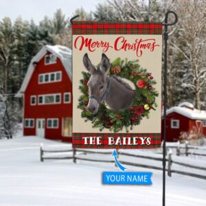 Donkey-Merry Christmas Personalized Flag – Garden…