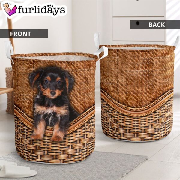 Dorkie Rattan Texture Laundry Basket – Dog Laundry Basket – Christmas Gift For Her – Home Decor