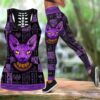 Egyptian Sphynx Cat Tattoos All Over Printed Women’s Tanktop Leggings Set –  Perfect Workout Outfits – Gifts For Cat Lovers