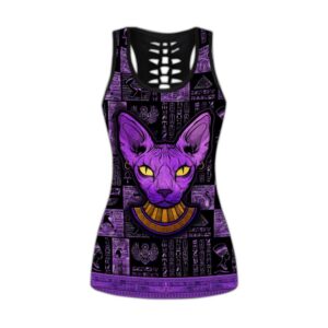 Egyptian Sphynx Cat Tattoos All Over Printed Women s Tanktop Leggings Set Perfect Workout Outfits Gifts For Cat Lovers 3 u1lby5