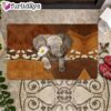 Elephant Holding Daisy Doormat – Pet…