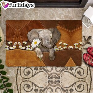 Elephant Holding Daisy Doormat Pet Welcome Mats Unique Gifts Doormat 1