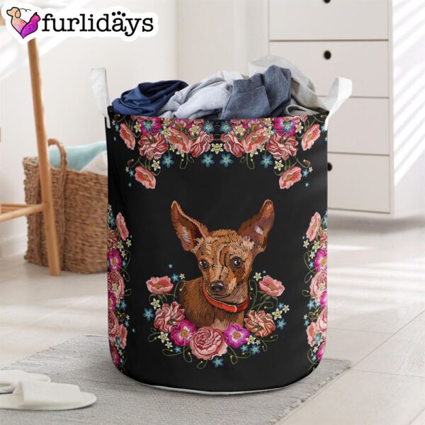 Embroidery Chihuahua Laundry Basket – Dog Laundry Basket – Christmas Gift For Her – Home Decor
