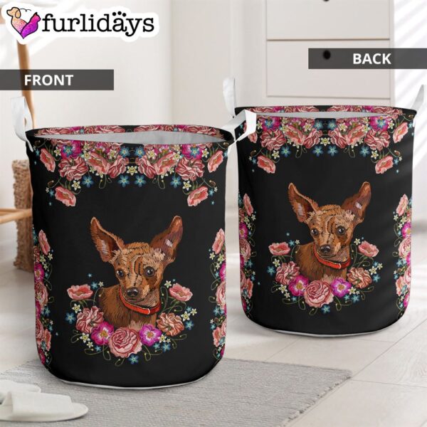Embroidery Chihuahua Laundry Basket – Dog Laundry Basket – Christmas Gift For Her – Home Decor
