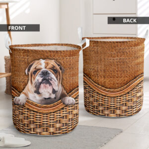 English Bulldog Rattan Texture Laundry Basket…