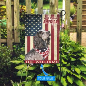 English Cocker Spaniel God Bless America Personalized Flag Custom Dog Garden Flags Dog Flags Outdoor 2
