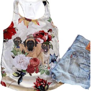 English Mastiff Dog Flower Autumn Tank Top Summer Casual Tank Tops For Women Gift For Young Adults 1 fasvfz