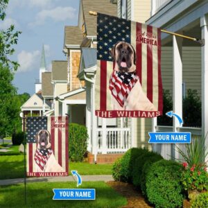 English Mastiff God Bless America Personalized Flag Custom Dog Garden Flags Dog Flags Outdoor 1