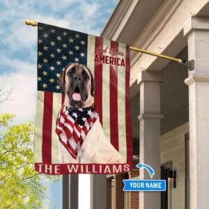 English Mastiff God Bless America Personalized Flag Custom Dog Garden Flags Dog Flags Outdoor 3