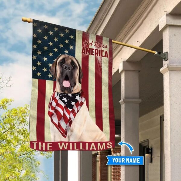 English Mastiff God Bless America Personalized Flag – Custom Dog Garden Flags – Dog Flags Outdoor