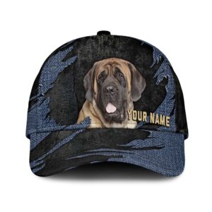 English Mastiff Jean Background Custom Name Cap Classic Baseball Cap All Over Print Gift For Dog Lovers 1 qzd3bz