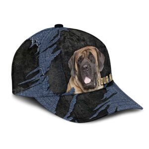 English Mastiff Jean Background Custom Name Cap Classic Baseball Cap All Over Print Gift For Dog Lovers 2 hvbwgz