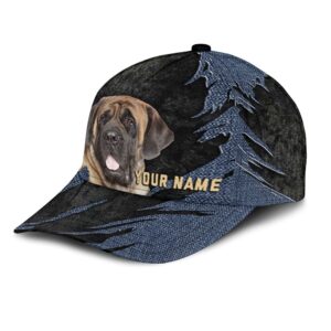 English Mastiff Jean Background Custom Name Cap Classic Baseball Cap All Over Print Gift For Dog Lovers 3 wjvtsf