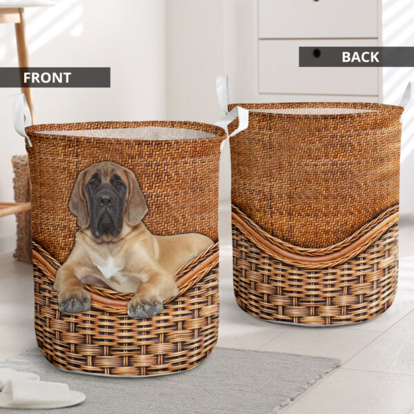 English Mastiff Rattan Texture Laundry Basket – Dog Laundry Basket – Christmas Gift For Her – Home Decor