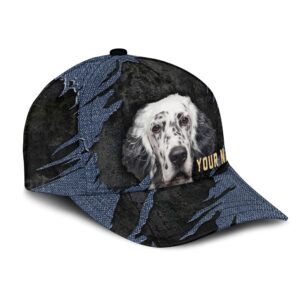 English Setter Jean Background Custom Name Cap Classic Baseball Cap All Over Print Gift For Dog Lovers 2 oavbnh