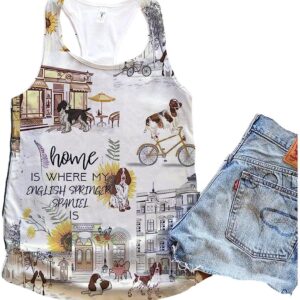 English Springer Spaniel Dog Home Urban Sunflower Tank Top Summer Casual Tank Tops For Women Gift For Young Adults 1 mae1dc