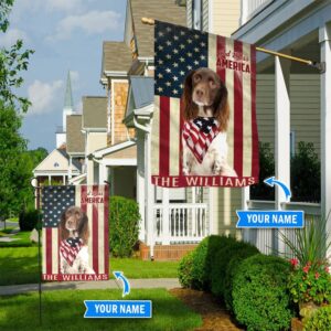 English Springer Spaniel God Bless America Personalized Flag Custom Dog Garden Flags Dog Flags Outdoor 1