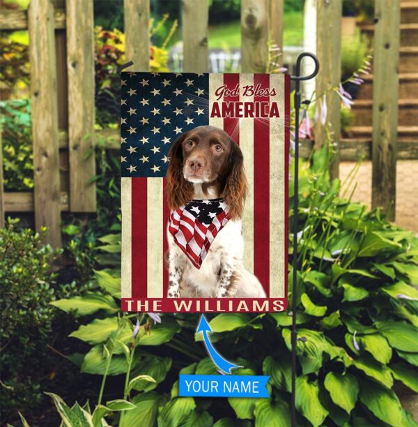 English Springer Spaniel God Bless America Personalized Flag – Custom Dog Garden Flags – Dog Flags Outdoor