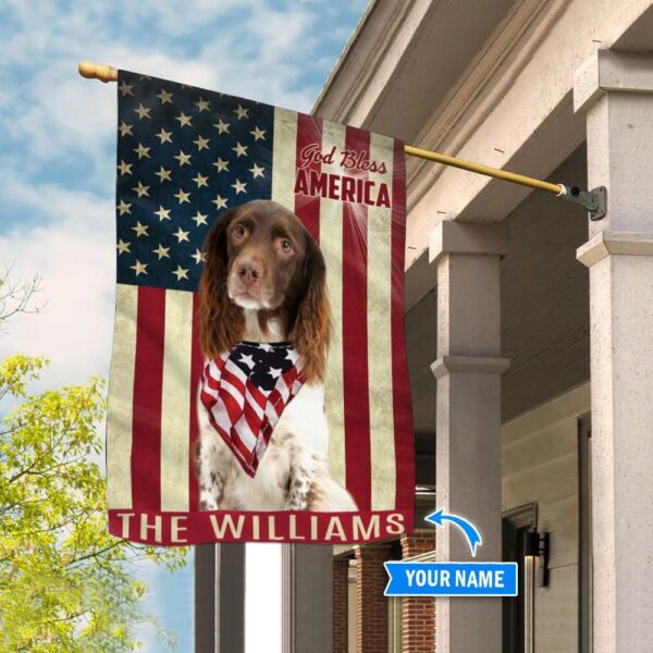 English Springer Spaniel God Bless America Personalized Flag – Custom Dog Garden Flags – Dog Flags Outdoor