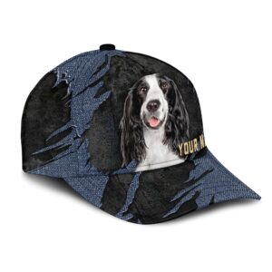 English Springer Spaniel Jean Background Custom Name Cap Classic Baseball Cap All Over Print Gift For Dog Lovers 2 nzs5ul