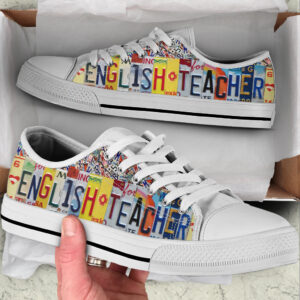 English Teacher Shoes License Plates Low Top Shoes Best Gift For Teacher School Shoes Malalan 1