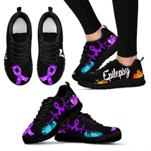 Epilepsy Art Heartbeat Shoes Sneaker Walking Shoes Best Gift For Men And Women Cancer Awareness Shoes 1