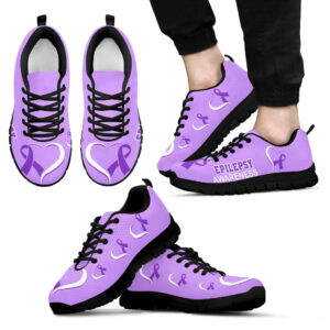 Epilepsy Awareness Shoes Heart Ribbon Men Sneaker Walking Shoes Best Gift For Men And Women Malalan 1