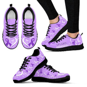 Epilepsy Awareness Shoes Heart Ribbon Sneaker Walking Shoes Best Gift For Men And Women Malalan 1