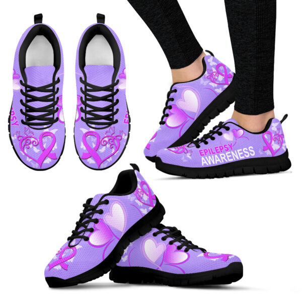 Epilepsy Awareness Shoes Heart Sneaker Walking Shoes – Best Gift For Men And Women – Shoes Gift For Adults