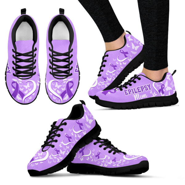 Epilepsy Mom Shoes Heart Ribbon Sneaker Walking Shoes – Best Gift For Men And Women