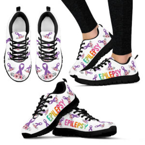 Epilepsy Shoes Flower Art Sneaker Walking Shoes Best Gift For Men And Women Cancer Awareness Shoes 1