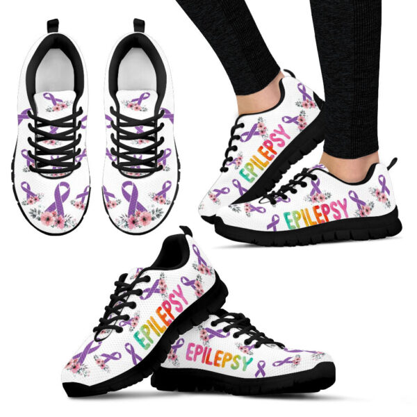 Epilepsy Shoes Flower Art Sneaker Walking Shoes – Best Gift For Men And Women – Cancer Awareness Shoes