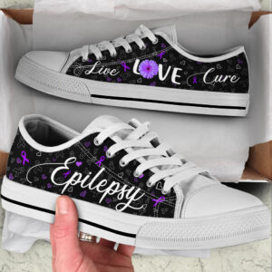 Epilepsy Shoes Live Love Cure Ribbon Heart Low Top Shoes Best Gift For Men And Women Sneaker For Walking 1