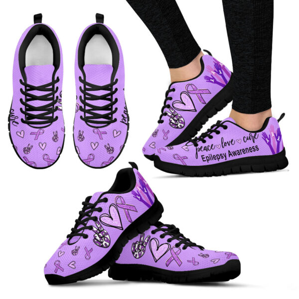 Epilepsy Shoes Peace Love Cure Sneaker Walking Shoes – Best Gift For Men And Women – Shoes Gift For Adults