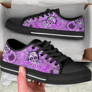 Epilepsy Shoes Skull Flower Low Top Shoes Best Gift For Men And Women Cancer Awareness Shoes 2