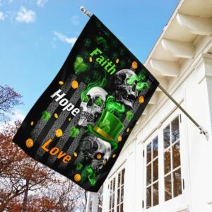 Faith Hope Love Irish Skull St Patrick s Day Garden Flag Best Outdoor Decor Ideas St Patrick s Day Gifts 3