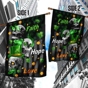 Faith Hope Love Irish Skull St Patrick s Day Garden Flag Best Outdoor Decor Ideas St Patrick s Day Gifts 4