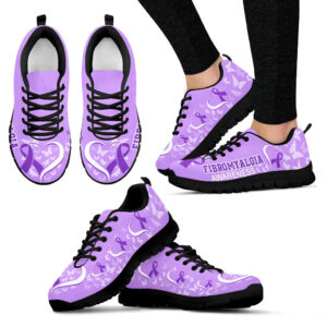Fibromyalgia Awareness Shoes Heart Ribbon Sneaker Walking Shoes Best Gift For Men And Women 1