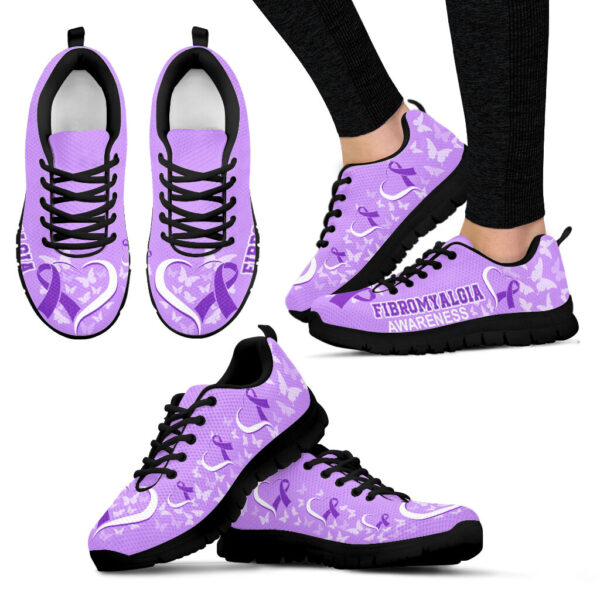 Fibromyalgia Awareness Shoes Heart Ribbon Sneaker Walking Shoes – Best Gift For Men And Women
