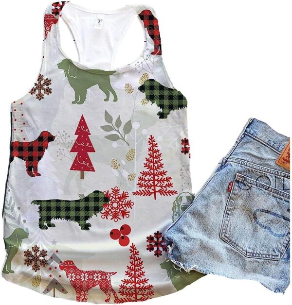 Field Spaniel Dog Snowflake Christmas Plaid Flannel Tank Top – Summer Casual Tank Tops For Women – Gift For Young Adults