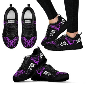 Fight Alzheimer’s Shoes Awareness Flower Sneaker…