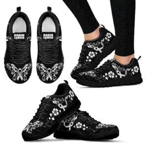 Fight Brain Cancer Flower Shoes Sneaker…