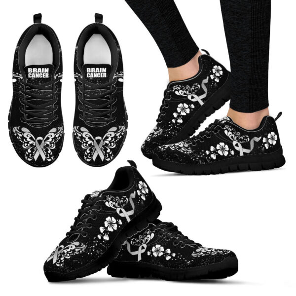 Fight Brain Cancer Flower Shoes Sneaker Walking Shoes – Best Gift For Men And Women – Cancer Awareness Shoes Malalan