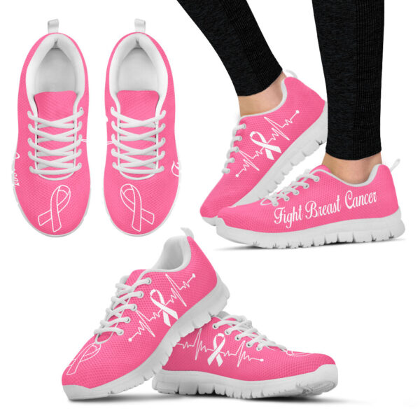 Fight Breast Cancer Shoes Cloudy All Pink Sneaker Walking Shoes – Best Gift For Men And Women – Cancer Awareness Shoes